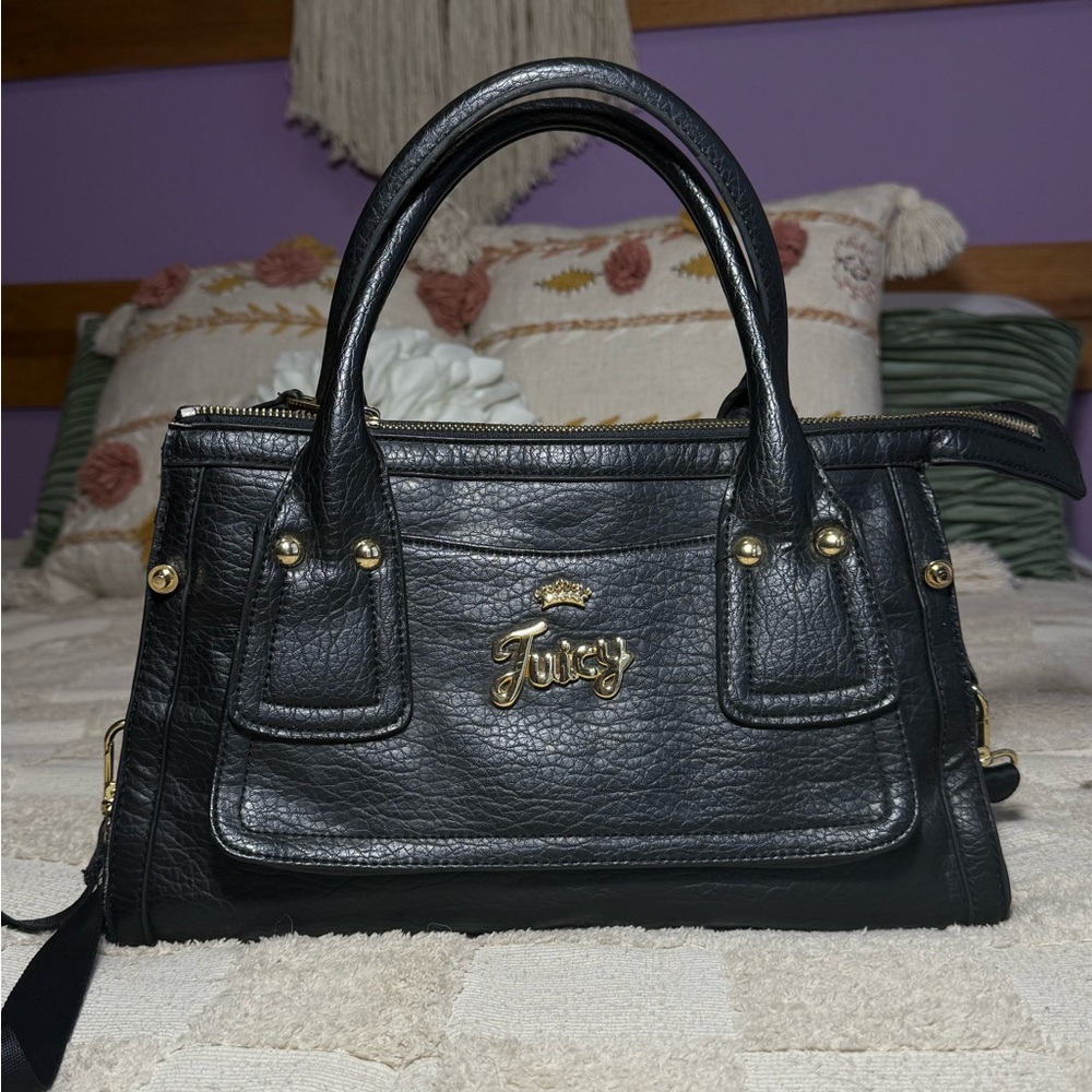 Juicy Couture Black Shoulder Bag with Gold Accents